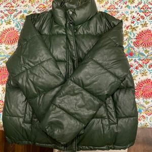 A new day green leather jacket